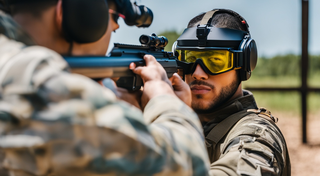 A gel blaster user wearing eye protection while shooting at a proper target range.