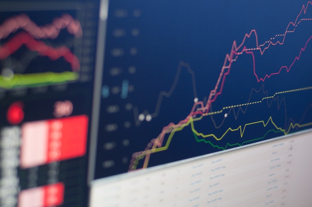 Stock trading charts on screen during a live trading session, representing AI trading-signal tools