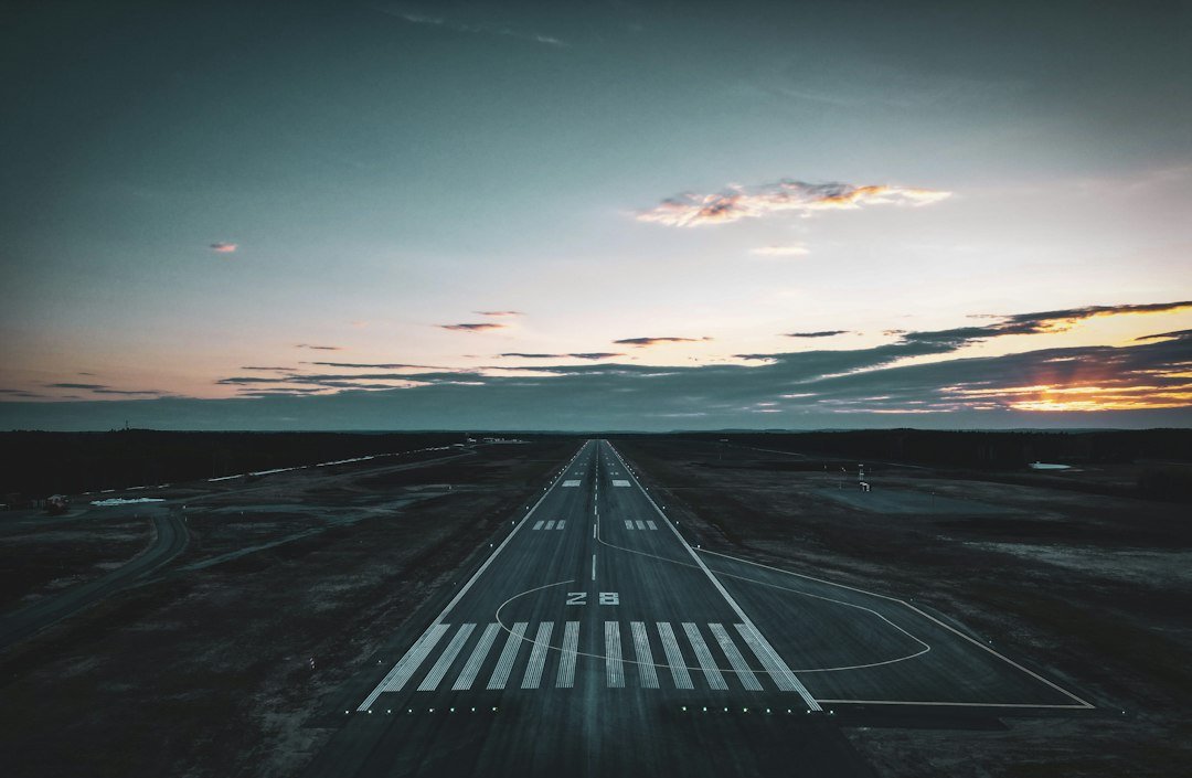 Airport runway at evening, illustrating cross-country autonomous aviation