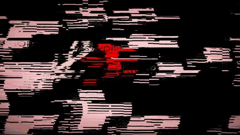 Abstract red digital glitch pattern representing a cybersecurity data breach