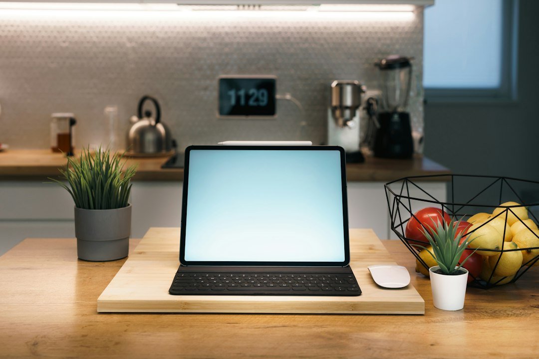 Digital tablet on a kitchen counter, representing Google's CC household AI agent