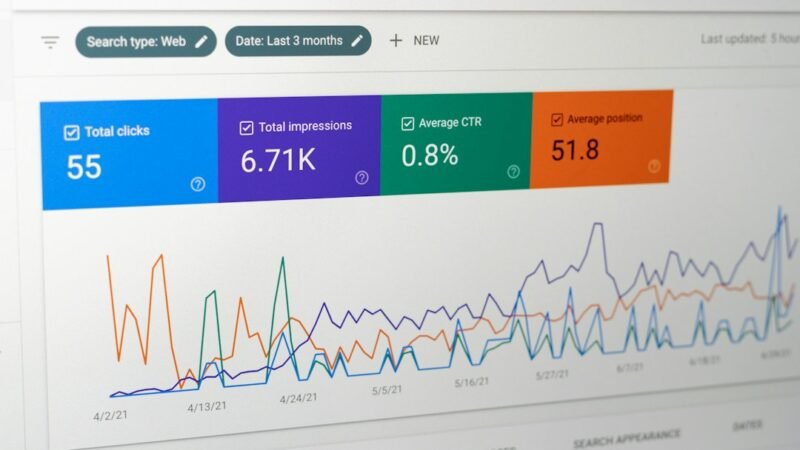Search Console style ranking dashboard representing volatility during a Google spam update