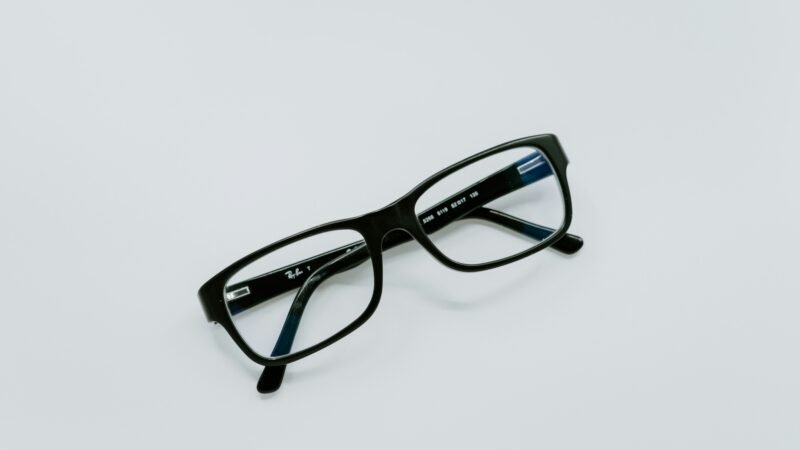 Black-framed eyeglasses representing Meta's camera-free Luna smart glasses