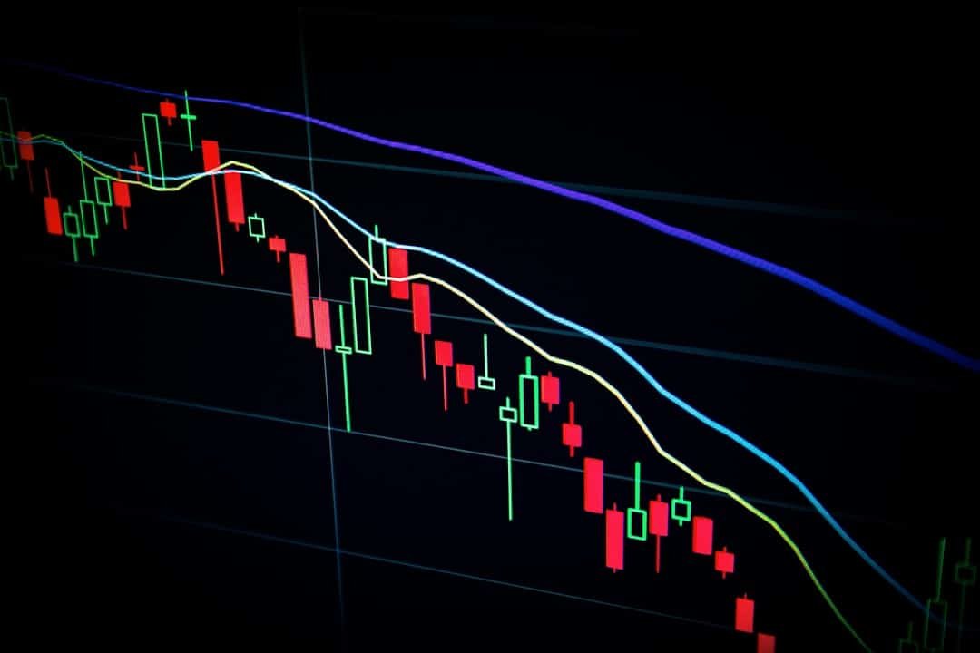 Stock market ticker display showing rising and falling share prices