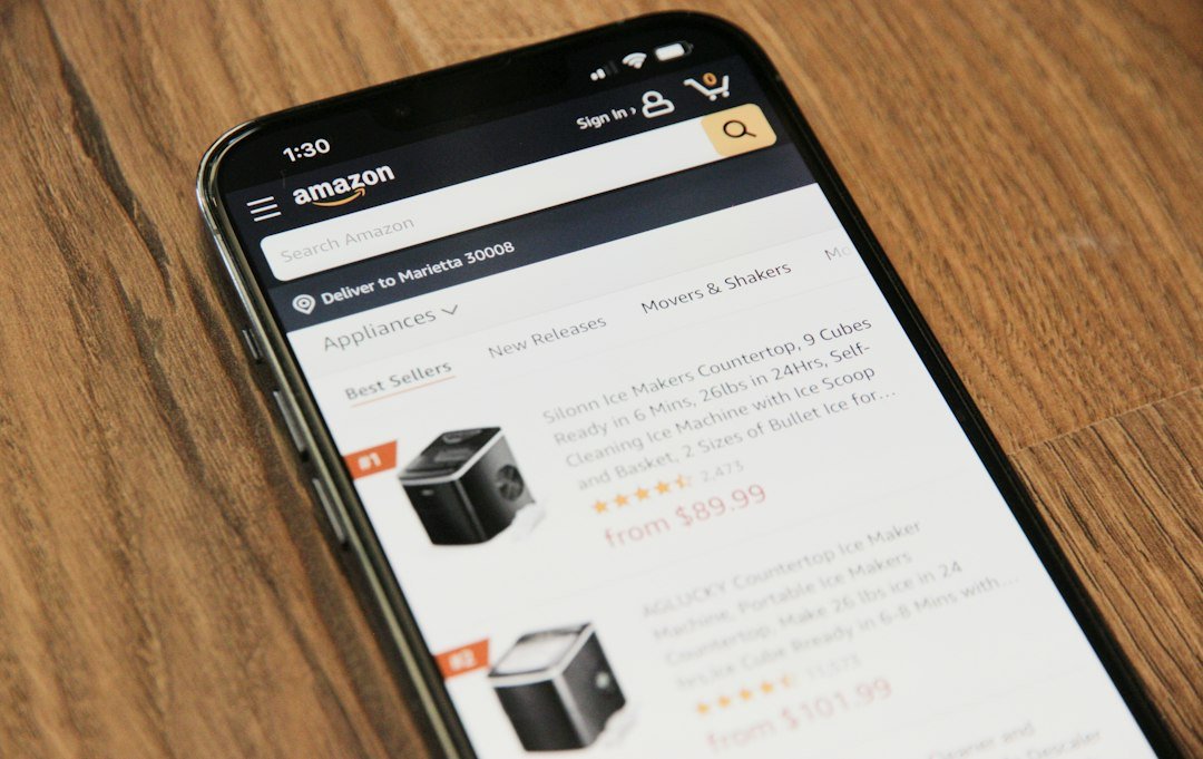 A smartphone on a table representing online shopping, illustrating Amazon blocking Meta's AI shopping agent