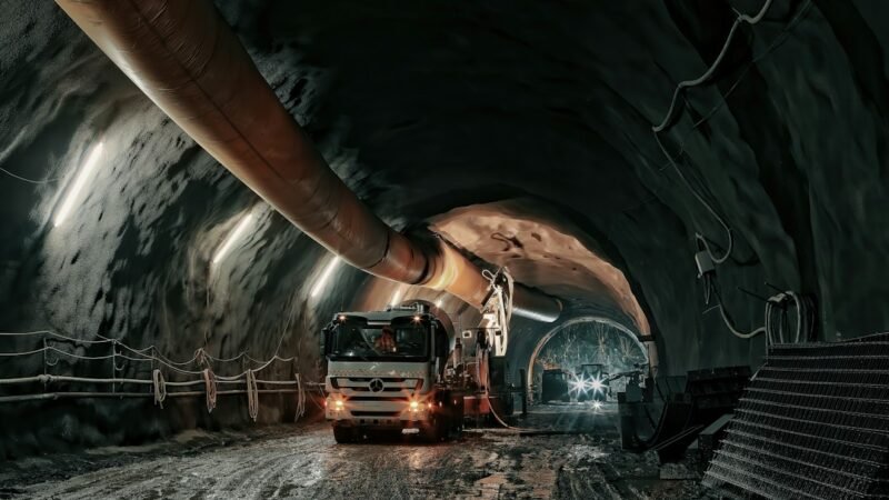 Tunnel boring machine construction site used for underground infrastructure