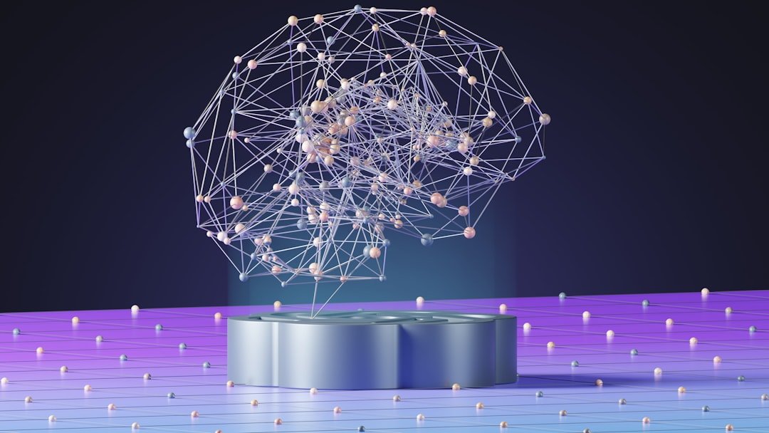 Abstract sphere made of glowing dots and lines representing a neural network model