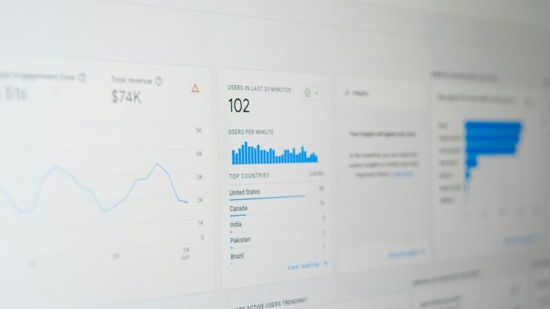 Computer screen displaying search data, representing AI Overviews in commercial search results