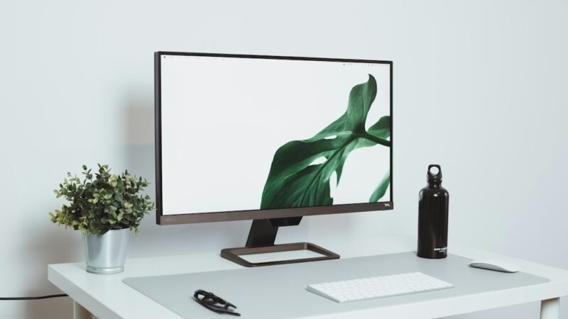Minimalist AI computer on a modern desk