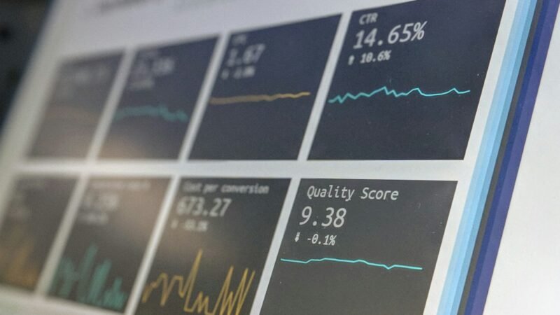 Data reporting dashboard on a laptop screen, representing the AI visibility tracking tools under scrutiny