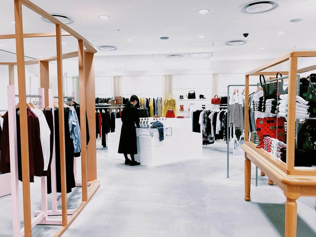 Clothing rack in fashion store