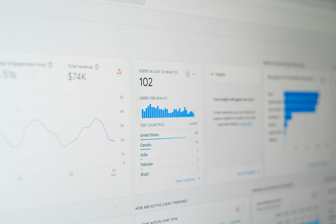 A computer screen filled with data, representing analytics tracking for AI search referrals