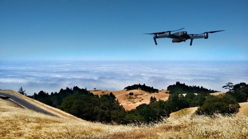 Drone flying over fog representing future military drone technology study