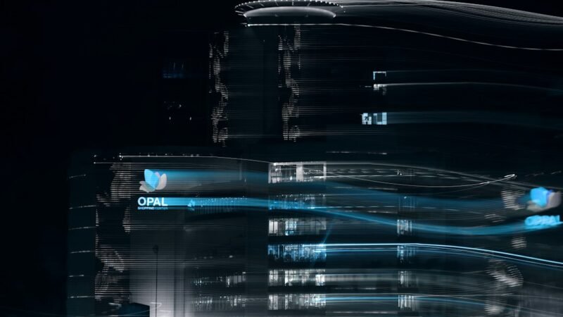 Abstract blue and gray futuristic digital data center interface