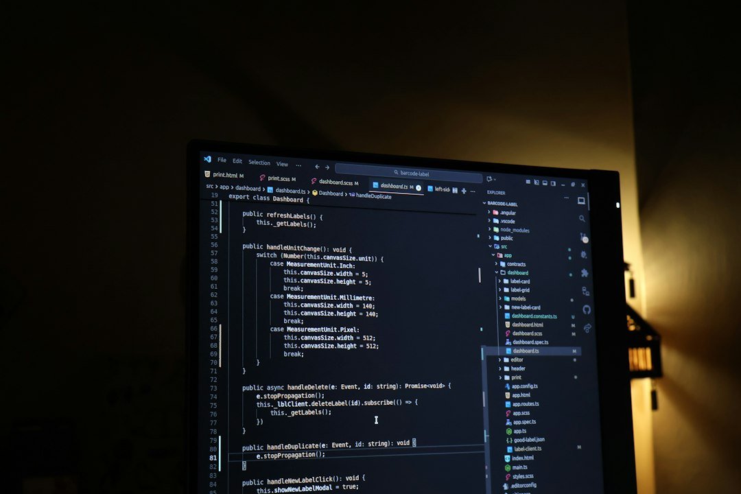Dark-mode code editor on a computer monitor, representing the Kimi K3.1 Pro AI model's coding benchmarks
