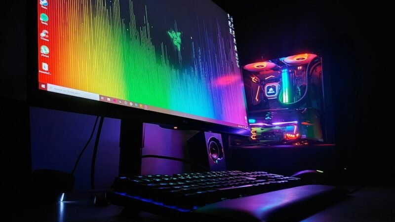 Gaming PC with a graphics card, the kind of hardware used to run a local AI image generator