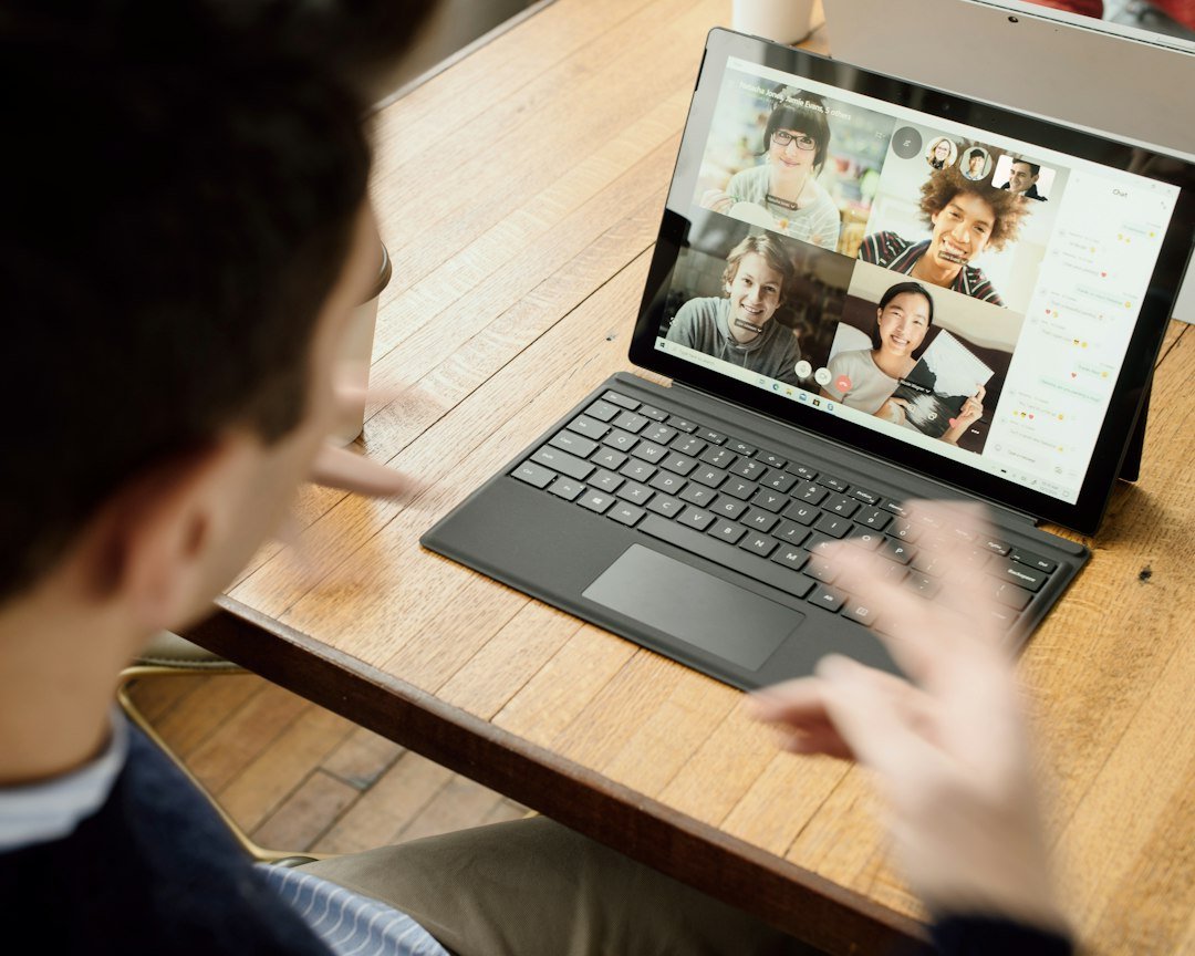 Person using a tablet for a video chat