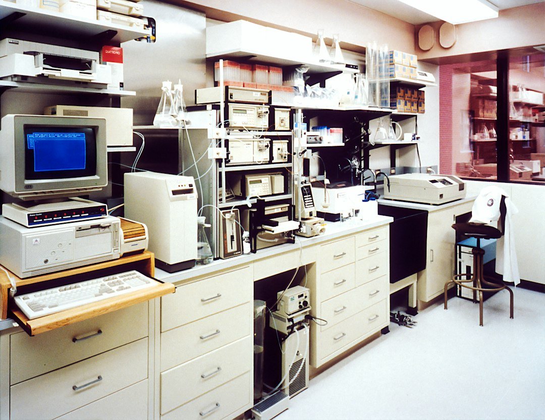 Research laboratory computer screens