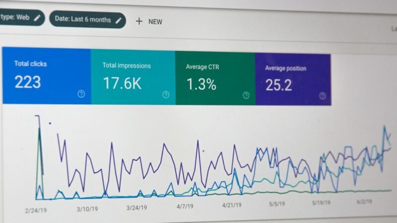 Computer monitor displaying analytics data, representing search engine crawling guidance