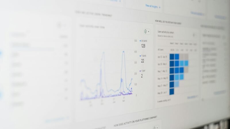 Analytics dashboard showing website traffic and search visibility trends