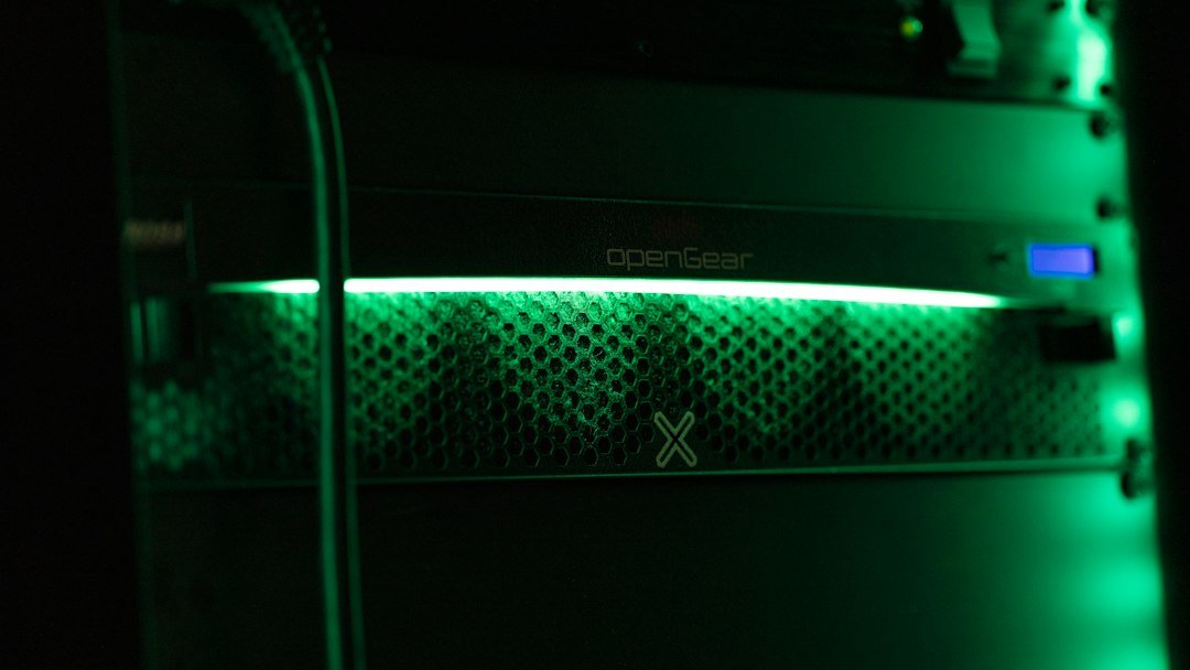 Close-up of server equipment and cabling
