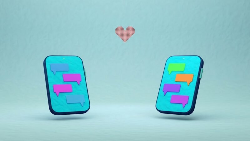 Illustration of smartphones with chat bubble notifications
