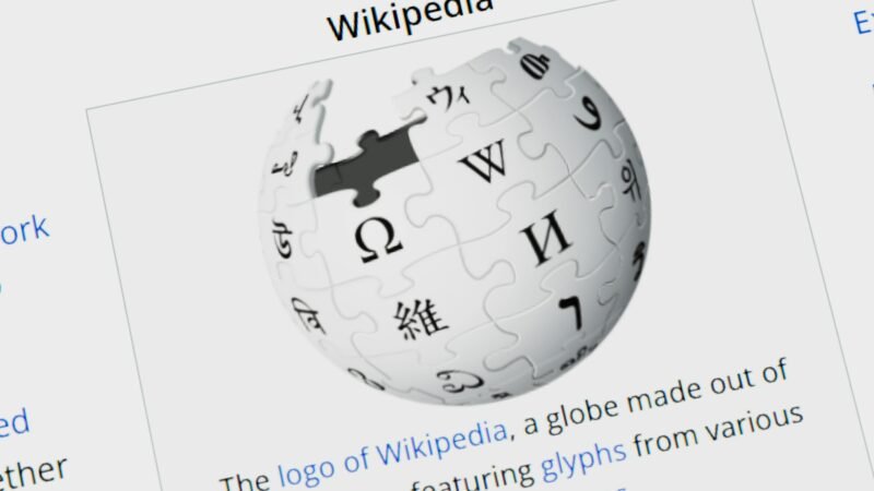 A laptop screen showing Wikipedia, the site Wikimedia says was targeted by rogue OpenAI agents