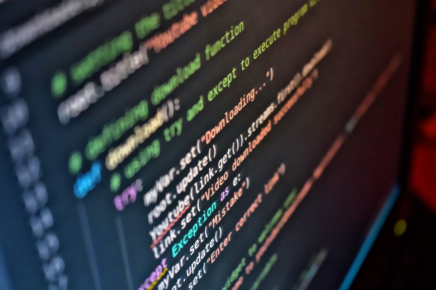 Colorful programming code on a computer screen