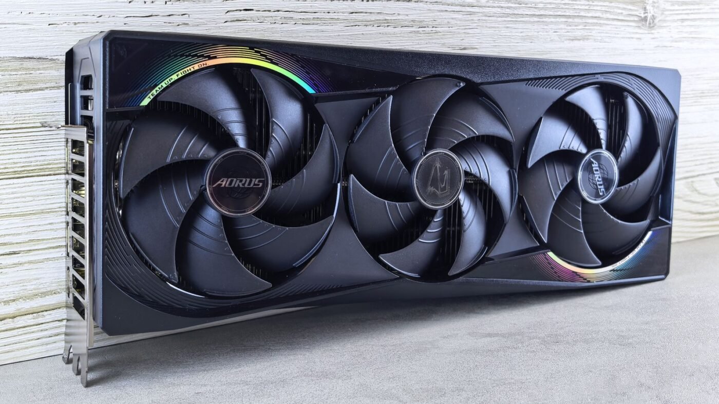 Triple-fan graphics card with RGB lighting
