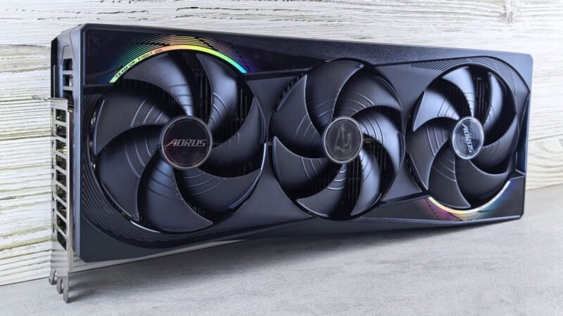 Triple-fan graphics card with RGB lighting