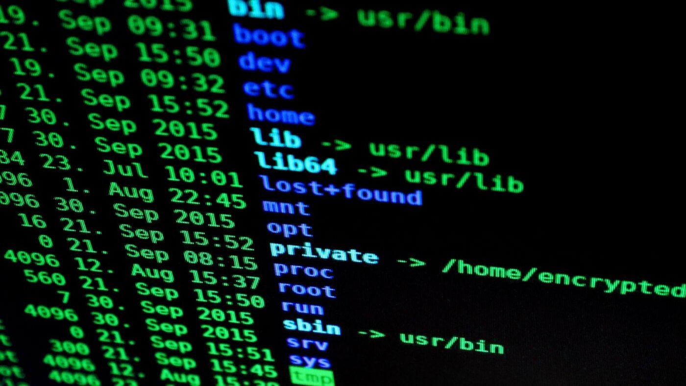 Green Linux terminal text listing system directories on a black screen
