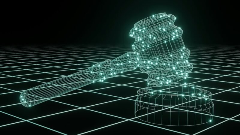 3D rendering of a judge's gavel against a dark background