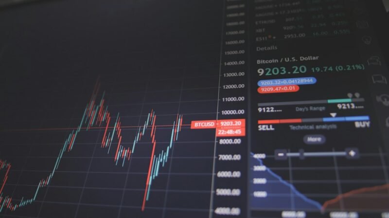 Stock market price chart showing financial gains