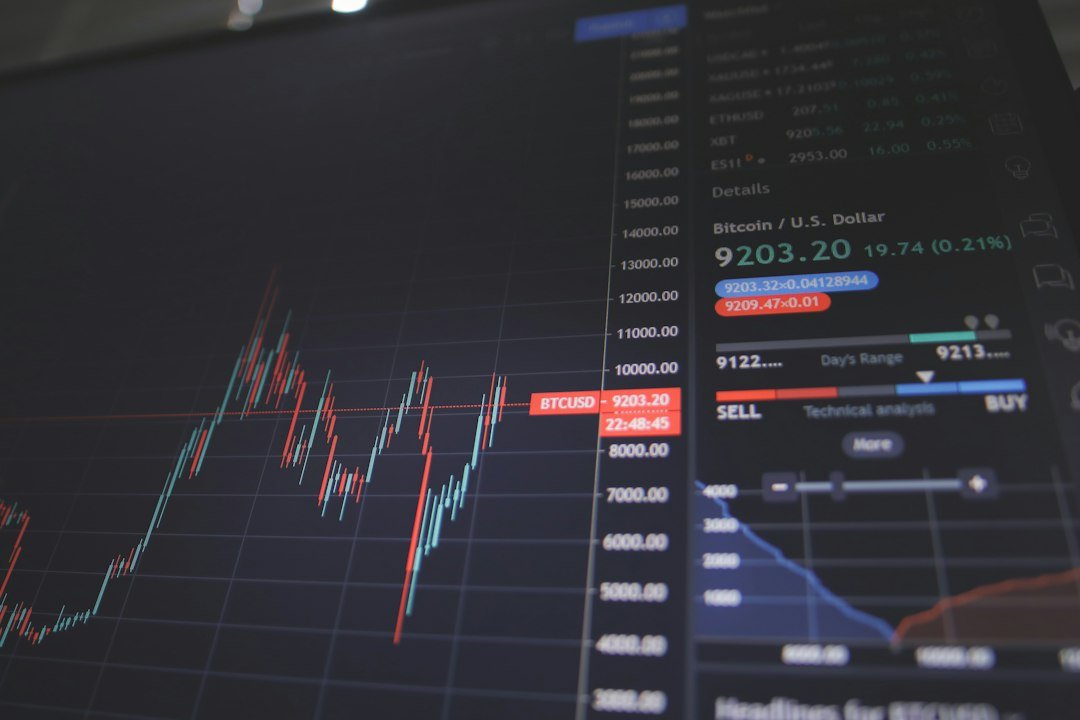 Price chart on a trading screen representing financial markets