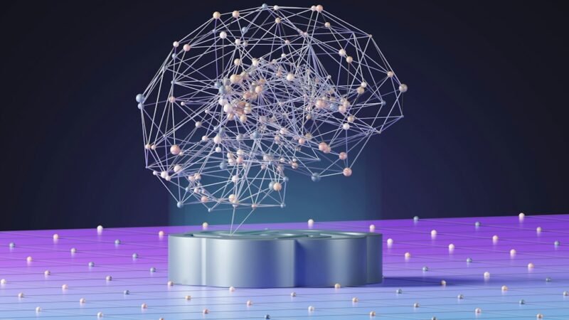 Abstract illustration of a neural network sphere representing AI model development