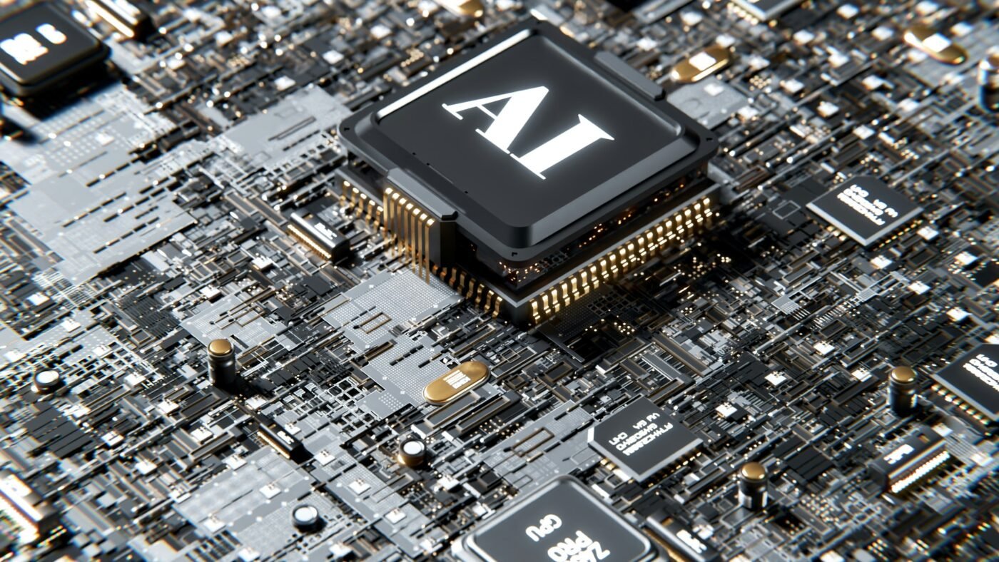 Rendering of AI computing hardware representing a major AI company