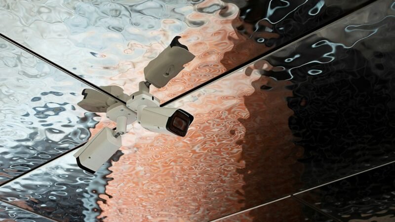 Close-up of a surveillance camera representing Flock Safety's AI license plate reader backlash